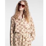 Louis Vuitton Women LV Floral Monogram Pajama Shirt Silk Pink Beige Regular Fit - Bild 12