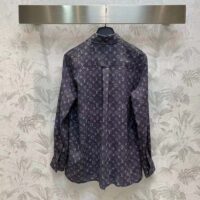 Louis Vuitton Women LV Monogram Cloud Shirt Silk Dark Grey Regular Fit (4)