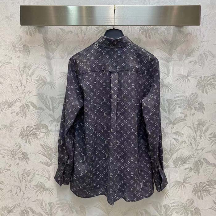 Louis Vuitton Women LV Monogram Cloud Shirt Silk Dark Grey Regular Fit (12)