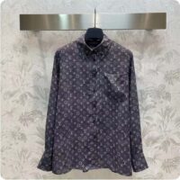 Louis Vuitton Women LV Monogram Cloud Shirt Silk Dark Grey Regular Fit (4)