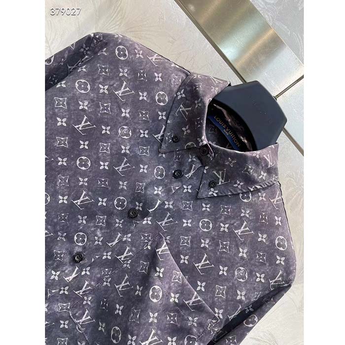 Louis Vuitton Women LV Monogram Cloud Shirt Silk Dark Grey Regular Fit (6)