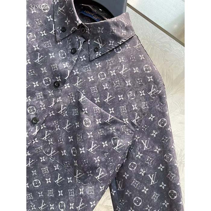 Louis Vuitton Women LV Monogram Cloud Shirt Silk Dark Grey Regular Fit (9)
