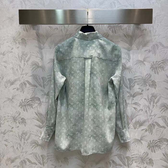 Louis Vuitton Women LV Monogram Cloud Shirt Silk Green Blue Regular Fit (6)