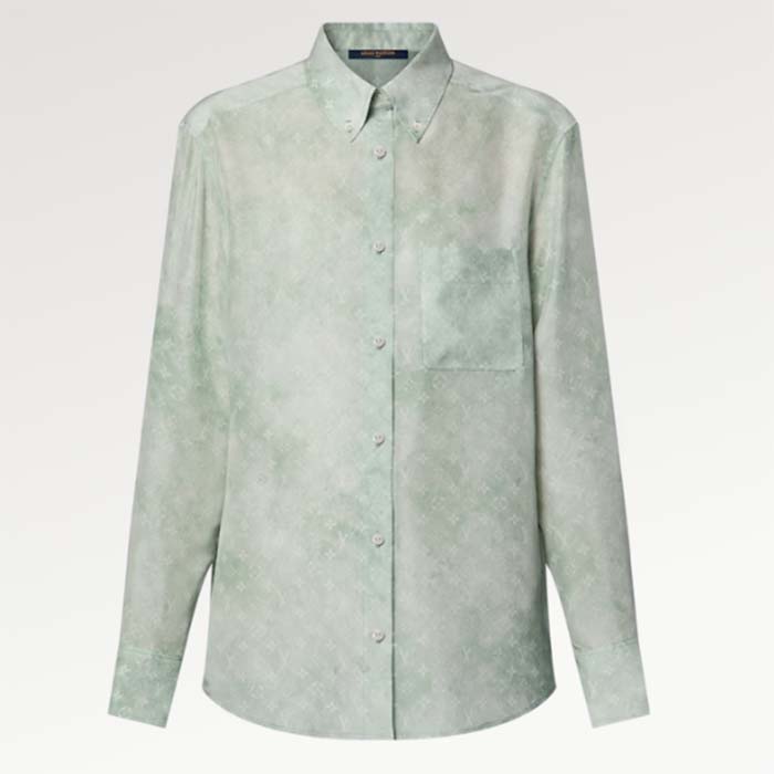 Louis Vuitton Women LV Monogram Cloud Shirt Silk Green Blue Regular Fit