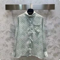 Louis Vuitton Women LV Monogram Cloud Shirt Silk Green Blue Regular Fit (7)