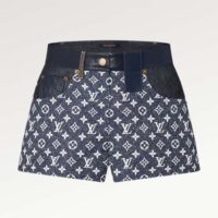 Louis Vuitton Women LV Monogram Denim Mini Shorts Cotton Navy (15)