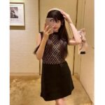 Louis Vuitton Women LV Monogram Jacquard Knit Dress Silk Polyamide Elastane Black Brown - Image 7