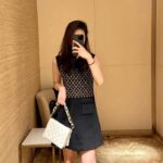 Louis Vuitton Women LV Monogram Jacquard Knit Dress Silk Polyamide Elastane Black Brown - Image 11