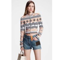 Louis Vuitton Women LV Monogram Tile Jacquard Cropped Cardigan Champagne Beige Regular Fit (9)