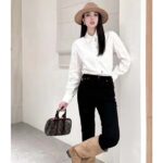 Louis Vuitton Women LV NIGHT Monogram Accent Shirt Cotton Polyamide Elastane Optical White - Image 9