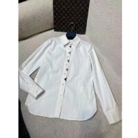 Louis Vuitton Women LV NIGHT Monogram Accent Shirt Cotton Polyamide Elastane Optical White (2)