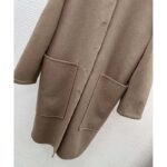 Louis Vuitton Women LV Removable Collar Double Face Coat Wool Silk Ficelle Foncée Brown Regular Fit – Bild 7