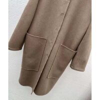 Louis Vuitton Women LV Removable Collar Double Face Coat Wool Silk Ficelle Foncée Brown Regular Fit (8)