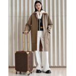 Louis Vuitton Women LV Removable Collar Double Face Coat Wool Silk Ficelle Foncée Brown Regular Fit – Bild 15