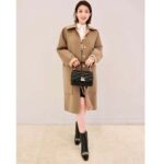 Louis Vuitton Women LV Removable Collar Double Face Coat Wool Silk Ficelle Foncée Brown Regular Fit – Bild 12