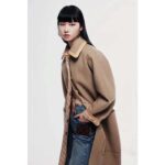 Louis Vuitton Women LV Removable Collar Double Face Coat Wool Silk Ficelle Foncée Brown Regular Fit – Bild 14