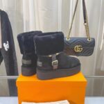 Louis Vuitton Women LV SKI Aspen Platform Ankle Boot Black Suede Calf Leather Shearling - immagine 2