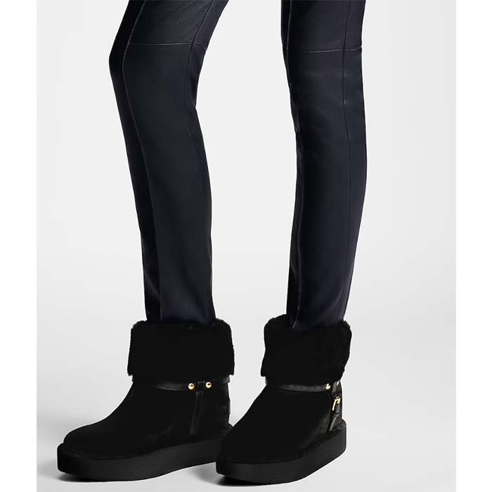 Louis Vuitton Women LV SKI Aspen Platform Ankle Boot Black Suede Calf Leather Shearling (12)