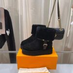 Louis Vuitton Women LV SKI Aspen Platform Ankle Boot Black Suede Calf Leather Shearling - immagine 4