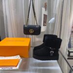 Louis Vuitton Women LV SKI Aspen Platform Ankle Boot Black Suede Calf Leather Shearling - immagine 6