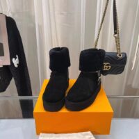 Louis Vuitton Women LV SKI Aspen Platform Ankle Boot Black Suede Calf Leather Shearling (10)