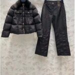 Louis Vuitton Women LV SKI Crinkled Nylon Peplum Puffer Jacket Polyamide Black - Image 4