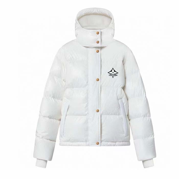 Louis Vuitton Women LV SKI Glossy Nylon Puffer Jacket Polyamide White