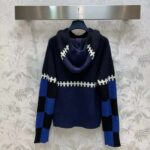 Louis Vuitton Men LV SKI Graphic Hooded Pullover Snowflake Motif Cashmere Black Blue – Image 3