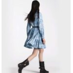 Louis Vuitton Women LV Unicorn Print Belted Shirt Dress Cotton Silk Sky Blue Regular Fit - Imagen 12