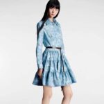 Louis Vuitton Women LV Unicorn Print Belted Shirt Dress Cotton Silk Sky Blue Regular Fit - Imagen 11