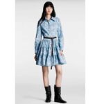 Louis Vuitton Women LV Unicorn Print Belted Shirt Dress Cotton Silk Sky Blue Regular Fit - Imagen 9