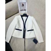 Louis Vuitton Women LV Wetsuit Pull Mikado Jacket Wool Silk White Regular Fit (10)