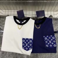 Louis Vuitton Men Monogram Pocket T-Shirt Cotton White Monogram Jacquard Denim LV Golden Chain (7)