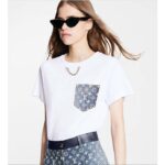 Louis Vuitton Women Monogram Pocket T-Shirt Cotton White Monogram Jacquard Denim LV Golden Chain – Bild 9