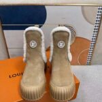 Louis Vuitton Women Shoes LV Ruby Flat Ankle Boot Beige Suede Calf Leather Shearling - Image 3