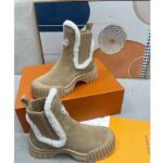 Louis Vuitton Women Shoes LV Ruby Flat Ankle Boot Beige Suede Calf Leather Shearling - Image 5