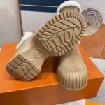 Louis Vuitton Women Shoes LV Ruby Flat Ankle Boot Beige Suede Calf Leather Shearling - Image 10