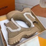 Louis Vuitton Women Shoes LV Ruby Flat Ankle Boot Beige Suede Calf Leather Shearling - Image 7