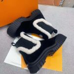 Louis Vuitton Women Shoes LV Ruby Flat Ankle Boot Black Suede Calf Leather Shearling – Image 6