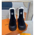 Louis Vuitton Women Shoes LV Ruby Flat Ankle Boot Black Suede Calf Leather Shearling – Image 4