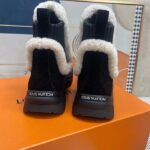 Louis Vuitton Women Shoes LV Ruby Flat Ankle Boot Black Suede Calf Leather Shearling – Image 7