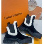 Louis Vuitton Women Shoes LV Ruby Flat Ankle Boot Black Suede Calf Leather Shearling – Image 9