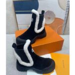 Louis Vuitton Women Shoes LV Ruby Flat Ankle Boot Black Suede Calf Leather Shearling – Image 2