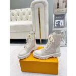 Louis Vuitton Women Territory Flat Ranger Beige Monogram-Debossed Suede Calf Leather Side Zip - Image 5