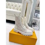 Louis Vuitton Women Territory Flat Ranger Beige Monogram-Debossed Suede Calf Leather Side Zip - Image 3