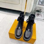 Louis Vuitton Women Territory Flat Ranger Black Monogram-Debossed Calf Leather Side Zip - Image 5