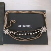 Chanel Women CC Chain Belt Calfskin Glass Pearls Black Pearly White Crystal Gold Silver-Tone Metal Strass (3)