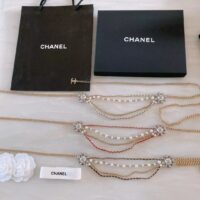 Chanel Women CC Chain Belt Calfskin Glass Pearls Black Pearly White Crystal Gold Silver-Tone Metal Strass (3)