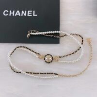 Chanel Women CC Chain Belt Calfskin Glass Pearls Black Pearly White Crystal Gold-Tone Metal Strass (1)