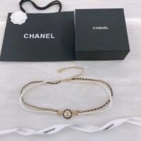 Chanel Women CC Chain Belt Calfskin Glass Pearls Black Pearly White Crystal Gold-Tone Metal Strass (1)